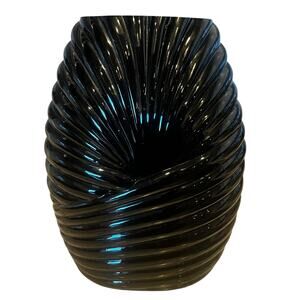 Art Deco Vase Black Amethyst Glass Two’s Company Inc 101/2”